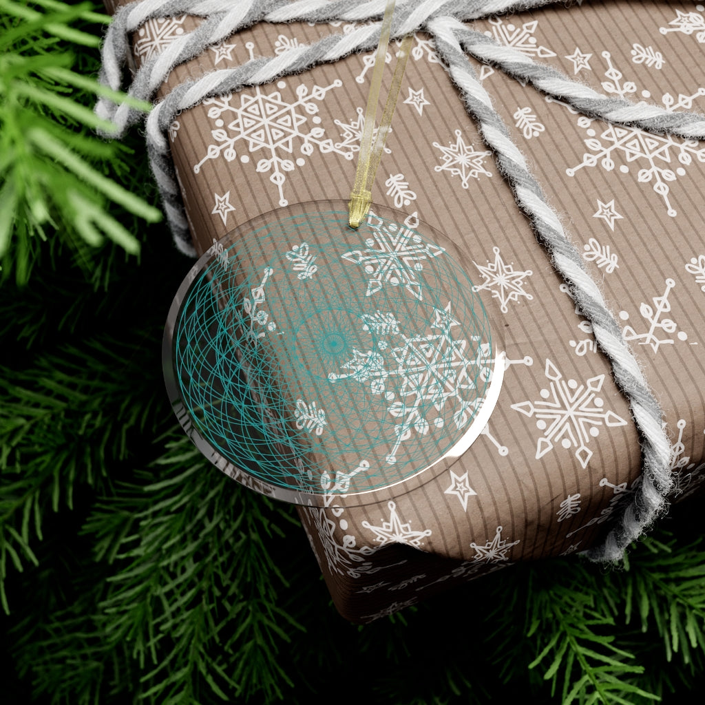 Cosmic Flows (Aqua) Glass Ornament