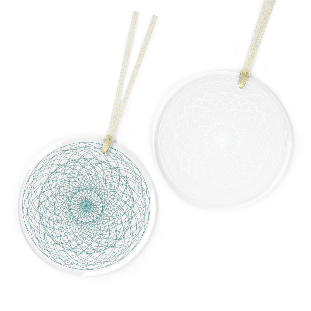 Cosmic Flows (Aqua) Glass Ornament