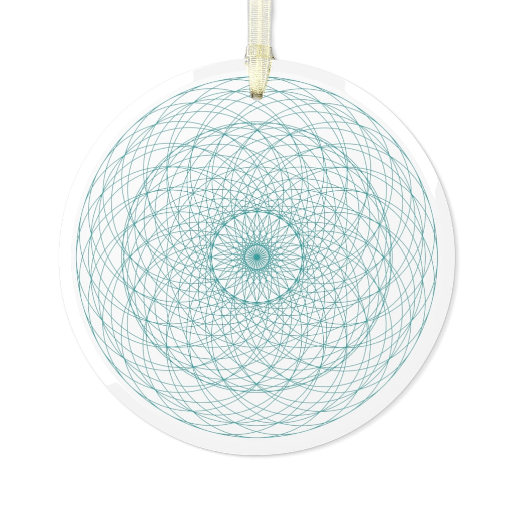 Cosmic Flows (Aqua) Glass Ornament
