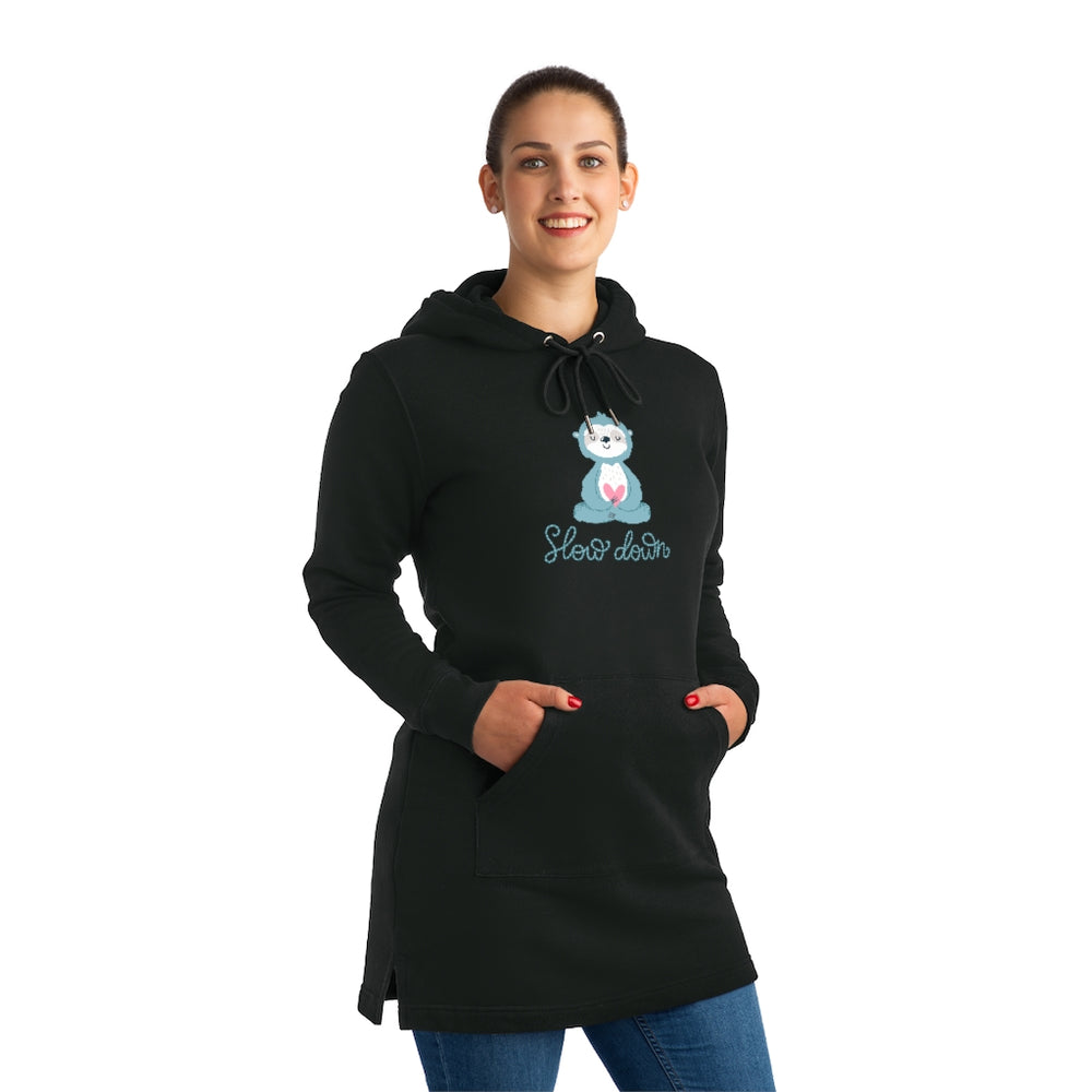 Slow Down Sloth Organic Streeter Hoodie Dress