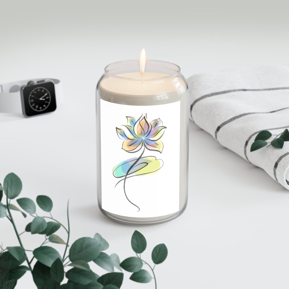 Aromatherapy Candle, 13.75oz (Watercolor Lotus Design / 3 Scents)