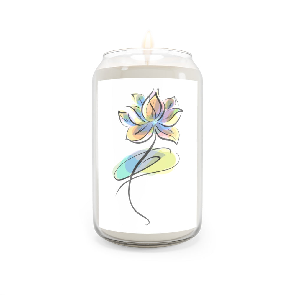 Aromatherapy Candle, 13.75oz (Watercolor Lotus Design / 3 Scents)