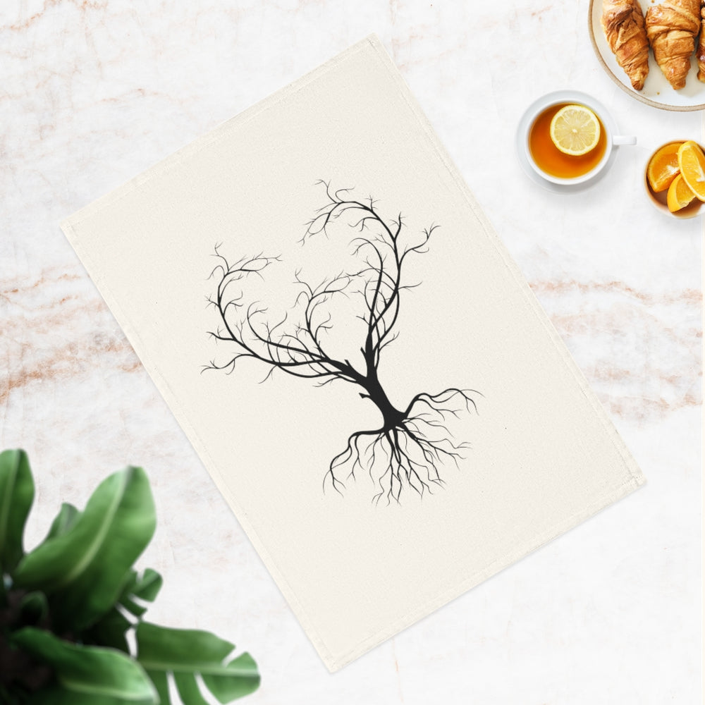 Organic Cotton Tea Towel (Tree Heart Design)