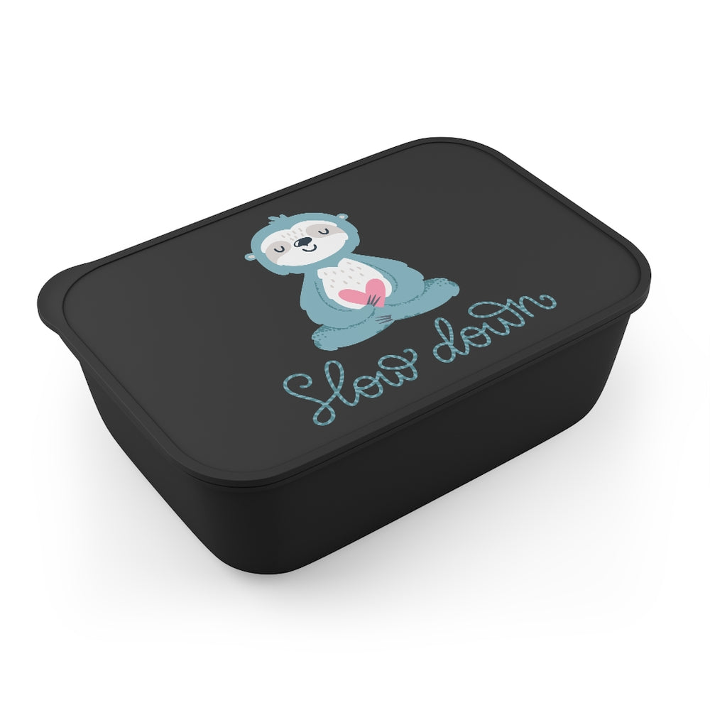 PLA Bento Box with Band and Utensils (Slow Down Sloth Design)