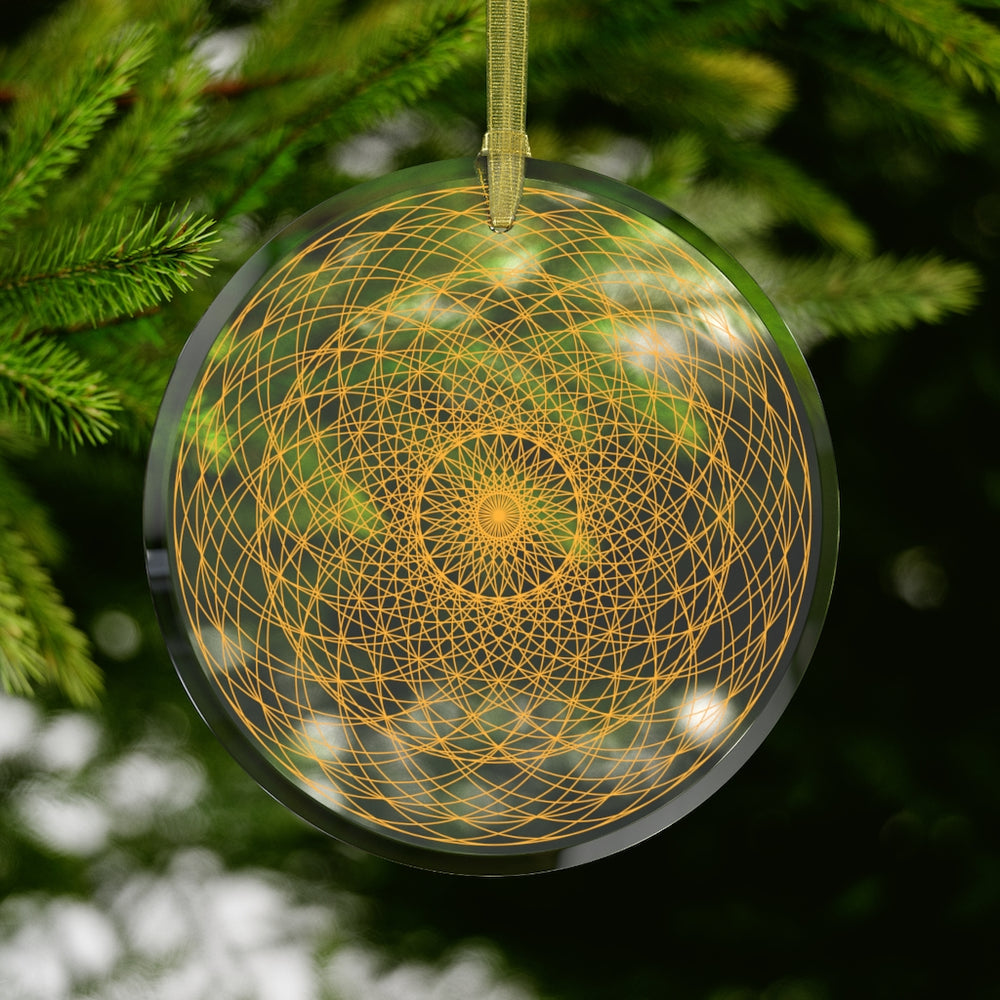 Cosmic Flows (Gold) Glass Ornament