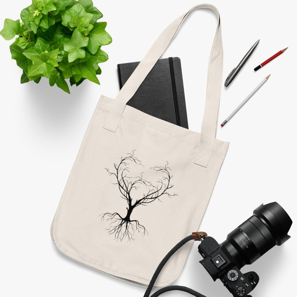 Organic Canvas Tote Bag (Tree Heart Design)